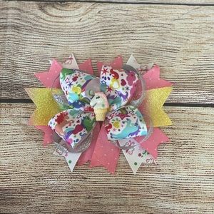 Unicorn handmade hair bow